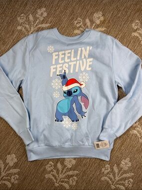 NWT Kohl's Light Blue Disney Stitch 'Feelin' Festive' Sweatshirt